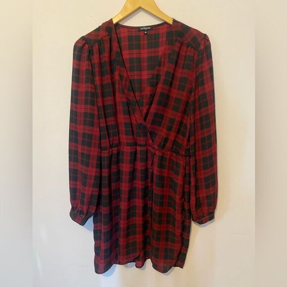 Eclipse Red and Black Plaid Mini Dress - Picture 4 of 12